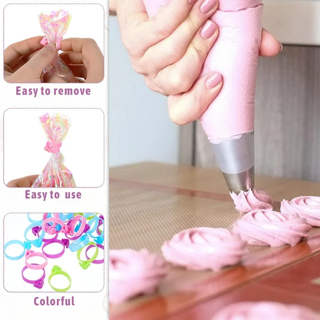 Alt view image 4 of 7 - 40Pcs Piping Bag Clips, Reusable Pastry Bag Ties Silicone Icing Bag Ties Decoration Bags Clips for Cookies Cupcakes Pastry Baking Supplies (4 Colors)