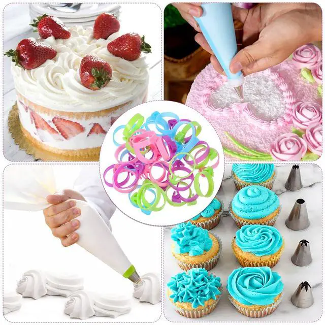 Alt view image 7 of 7 - 40Pcs Piping Bag Clips, Reusable Pastry Bag Ties Silicone Icing Bag Ties Decoration Bags Clips for Cookies Cupcakes Pastry Baking Supplies (4 Colors)