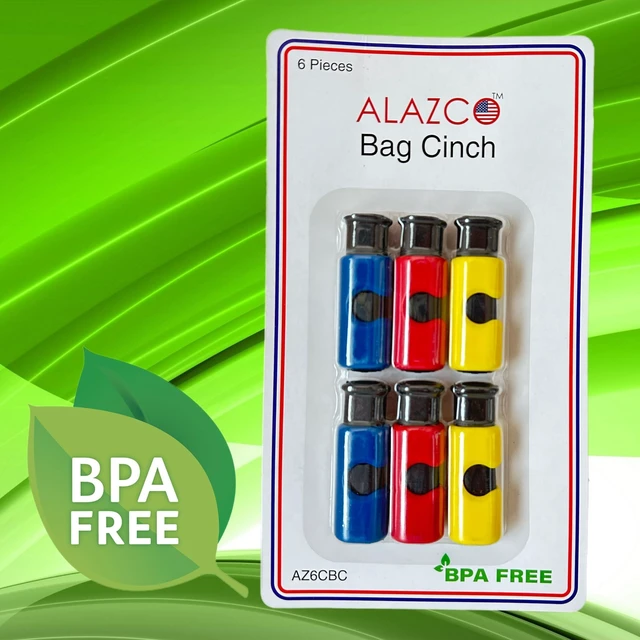 Alt view image 3 of 7 - 6pc BPA-Free Premium Quality ALAZCO Bag Clips - Value Set Food Fruit Bread Bag Cinch Non-Slip Grip EASY Squeeze & Lock