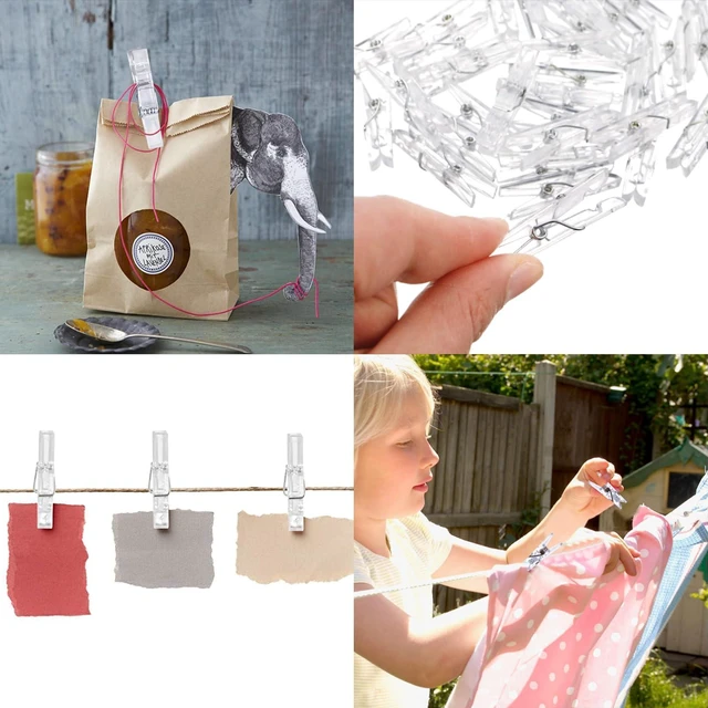 Alt view image 5 of 7 - 35mm Clear Mini Pegs, 40 Pcs Small Crafting Pegs Plastics Mini Clear Pegs, Tiny Little Photo Clips,Transparent Plastic Clothes Pegs for Hanging Photos Card Paper Arts Crafts Pictures Decoration