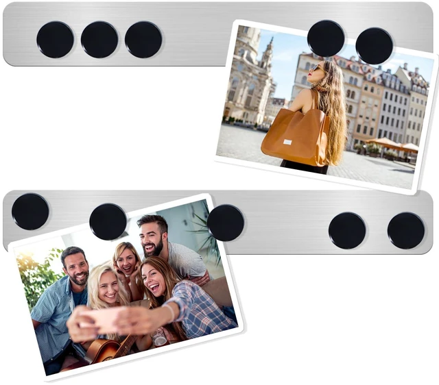 Main image of ZDZBLX Magnetic Board 2Pcs Set, Frameless Stainless Steel Magnetic Strips with Adhesive Backing - Memo Bulletin Board Bar for Refrigerator, Office, School, Kitchen, Home Use, Includes 10 Black Magnets