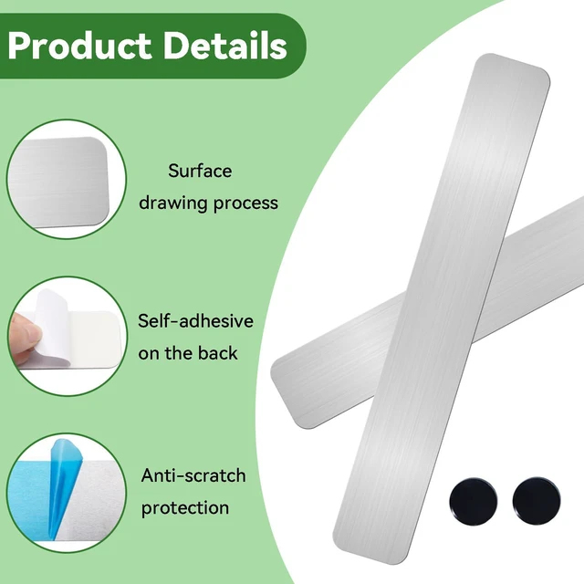 Alt view image 4 of 7 - ZDZBLX Magnetic Board 2Pcs Set, Frameless Stainless Steel Magnetic Strips with Adhesive Backing - Memo Bulletin Board Bar for Refrigerator, Office, School, Kitchen, Home Use, Includes 10 Black Magnets