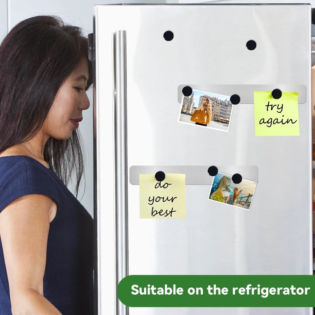 Alt view image 7 of 7 - ZDZBLX Magnetic Board 2Pcs Set, Frameless Stainless Steel Magnetic Strips with Adhesive Backing - Memo Bulletin Board Bar for Refrigerator, Office, School, Kitchen, Home Use, Includes 10 Black Magnets