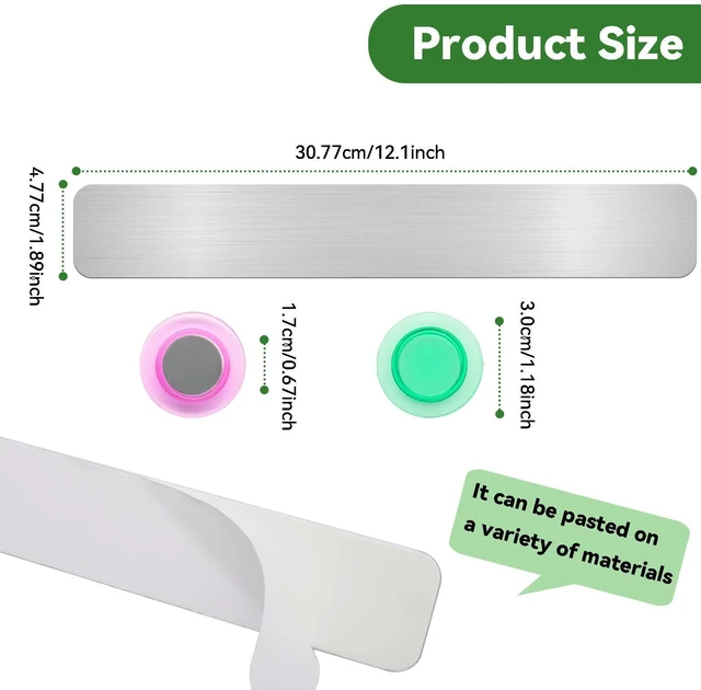 Alt view image 2 of 7 - ZDZBLX Magnetic Board Magnet Bulletin Board Magnetic Strips with Adhesive Backing Metal Magnet Board Frameless Stainless Iron Strips Memo Board with 7Pcs Colorful Magnet for School Office Home, 2 Pcs