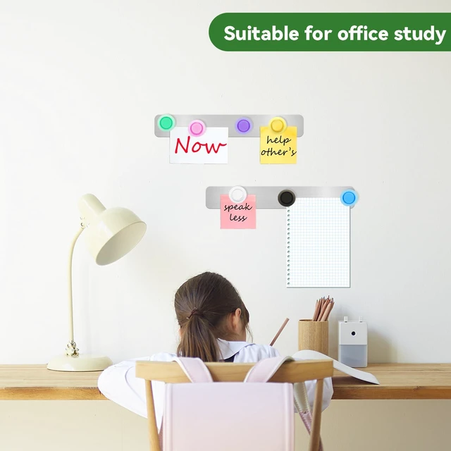 Alt view image 5 of 7 - ZDZBLX Magnetic Board Magnet Bulletin Board Magnetic Strips with Adhesive Backing Metal Magnet Board Frameless Stainless Iron Strips Memo Board with 7Pcs Colorful Magnet for School Office Home, 2 Pcs