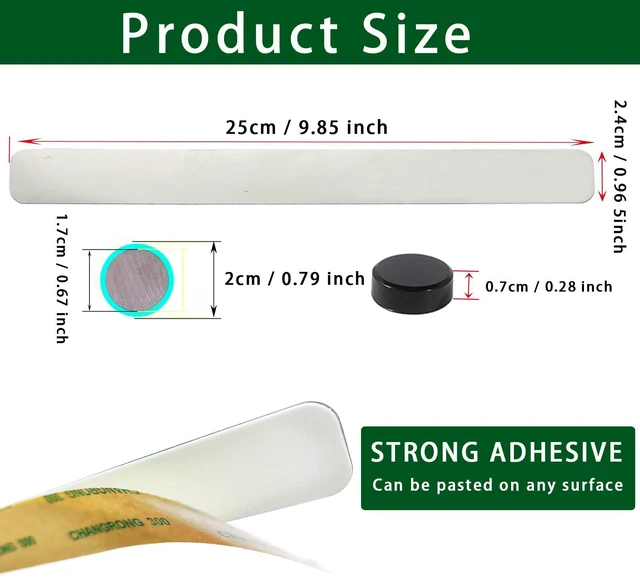 Alt view image 2 of 7 - PYJLBX Magnetic Board Strip Frameless Stainless Steel Iron Strips with Adhesive Backing, 2PCS Magnetic Bulletin Bar Memo Board with 10PCS Colorful Magnets for School, Office, Home, Refrigerator & Wall
