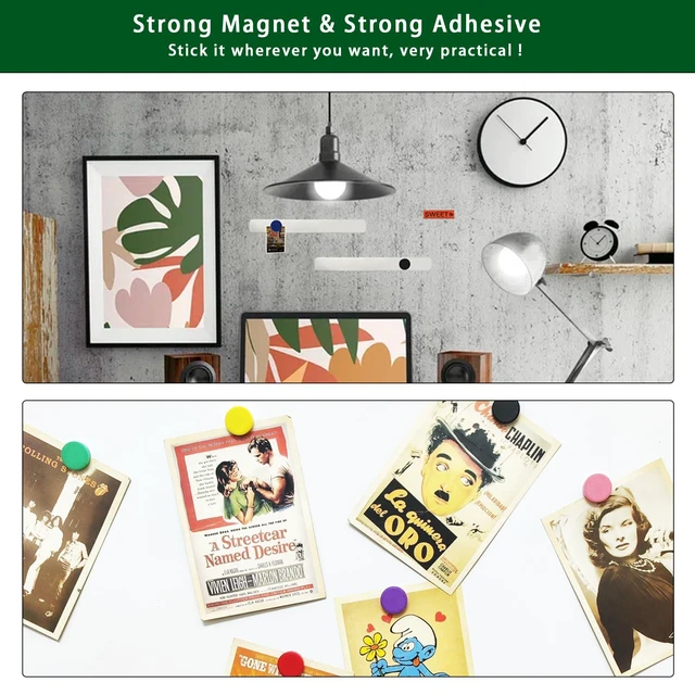 Alt view image 7 of 7 - PYJLBX Magnetic Board Strip Frameless Stainless Steel Iron Strips with Adhesive Backing, 2PCS Magnetic Bulletin Bar Memo Board with 10PCS Colorful Magnets for School, Office, Home, Refrigerator & Wall