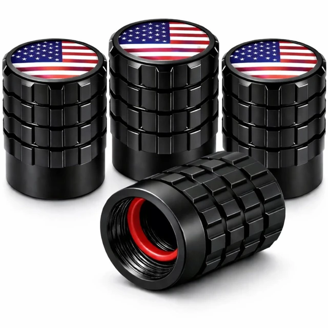 Main image of Tire Valve Stem Caps with Leak-Proof O-Ring Seal, Corrosion-Resistant Valve Caps for Cars SUVs Trucks Motorcycles & Bikes, Black, 4 Pack
