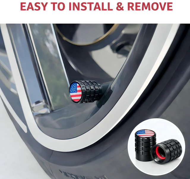 Alt view image 3 of 7 - Tire Valve Stem Caps with Leak-Proof O-Ring Seal, Corrosion-Resistant Valve Caps for Cars SUVs Trucks Motorcycles & Bikes, Black, 4 Pack