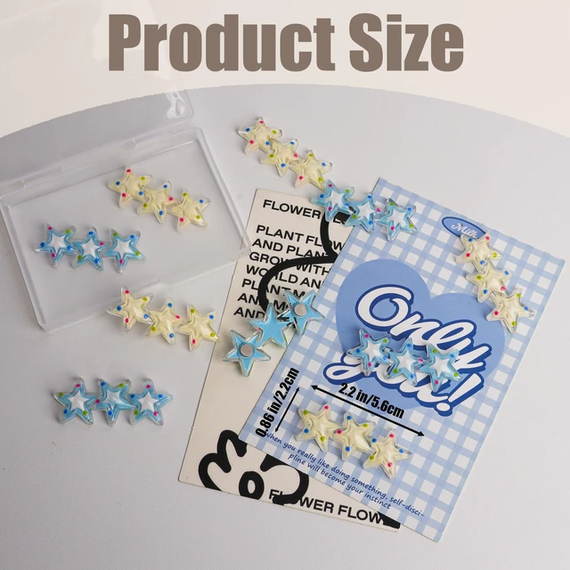 Alt view image 3 of 7 - 10 Pcs Blue&White Five-Pointed Star Refrigerator Magnets for Office, Kitchen, Locker Photos and Notes on Refrigerators Storage Cabinets and Whiteboards