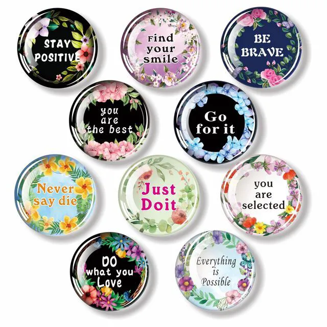 Main image of 10 Inspirational Circular Letter Refrigerator Magnetic Inspirational Glass Refrigerator Magnet Storage Cabinet Decoration Quotation Kitchen Magnet Definitely Decorative Accessories