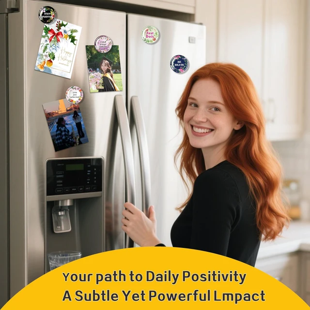 Alt view image 2 of 7 - 10 Inspirational Circular Letter Refrigerator Magnetic Inspirational Glass Refrigerator Magnet Storage Cabinet Decoration Quotation Kitchen Magnet Definitely Decorative Accessories