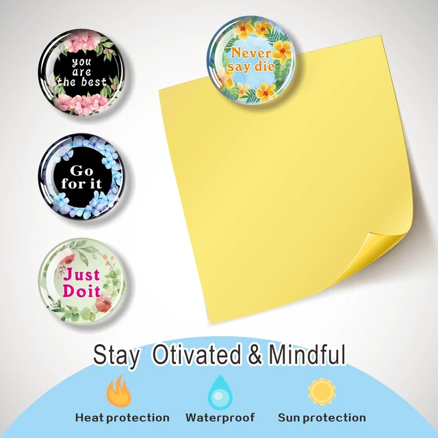 Alt view image 3 of 7 - 10 Inspirational Circular Letter Refrigerator Magnetic Inspirational Glass Refrigerator Magnet Storage Cabinet Decoration Quotation Kitchen Magnet Definitely Decorative Accessories