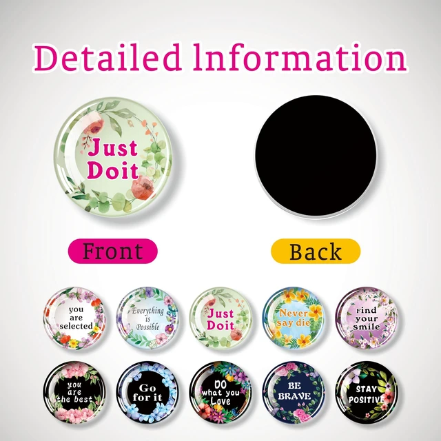 Alt view image 4 of 7 - 10 Inspirational Circular Letter Refrigerator Magnetic Inspirational Glass Refrigerator Magnet Storage Cabinet Decoration Quotation Kitchen Magnet Definitely Decorative Accessories