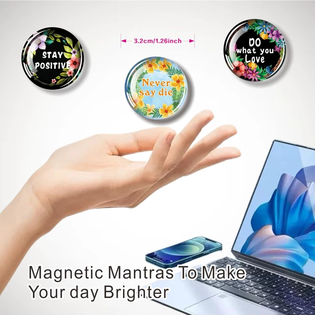 Alt view image 5 of 7 - 10 Inspirational Circular Letter Refrigerator Magnetic Inspirational Glass Refrigerator Magnet Storage Cabinet Decoration Quotation Kitchen Magnet Definitely Decorative Accessories