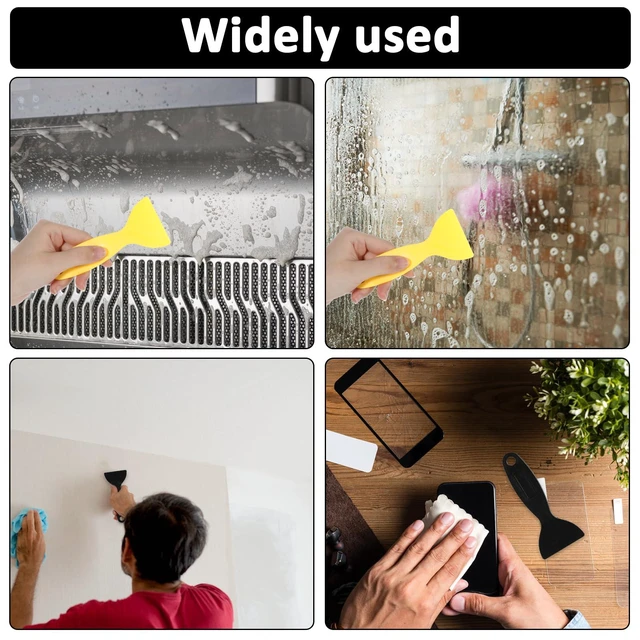 Alt view image 7 of 7 - 12 Pcs Plastic Spatula Scraper, Plastic Spatula Paint Scrapers | Air Bubble Remover Sticker Installation Tool, Flexible Resin Scraper Paint Scrapers for Decal, Grout Removal (Black, Yellow)