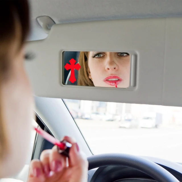 Alt view image 5 of 7 - HZEL Cross Car Rearview Mirror Decals, Religious Christian Jesus Vinyl Vehicle Rear View Mirror Sticker, Self Adhesive Auto Window Decoration Decal, Universal for SUV Automobile Truck (Red)