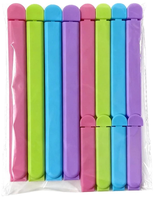 Main image of Aissmmeio12Pcs Plastic Chip,Food Grade Bag Sealer Clips for Snacks,Airtight Seal to Keep Food Fresh,Curved Design Sealing Bag Clips for Food,Kitchen and Multi Purpose Kitchen Organizer(Colors)