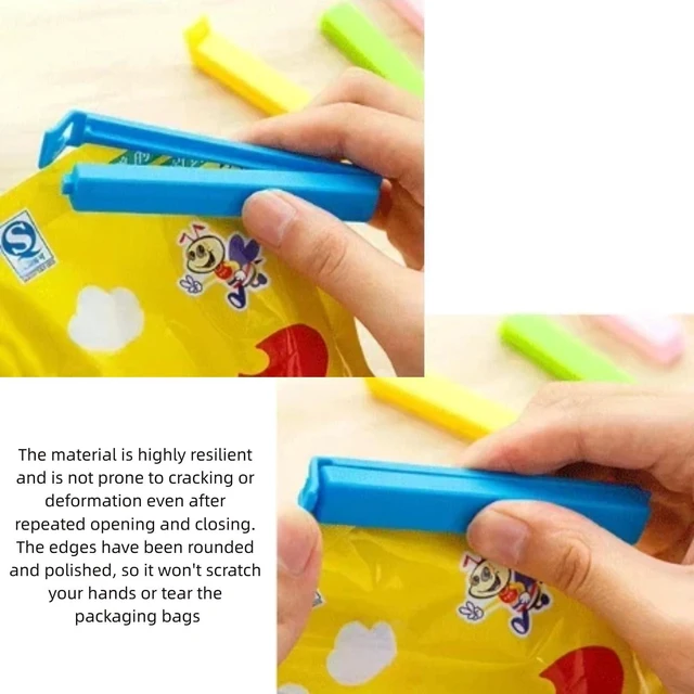 Alt view image 5 of 7 - Aissmmeio12Pcs Plastic Chip,Food Grade Bag Sealer Clips for Snacks,Airtight Seal to Keep Food Fresh,Curved Design Sealing Bag Clips for Food,Kitchen and Multi Purpose Kitchen Organizer(Colors)