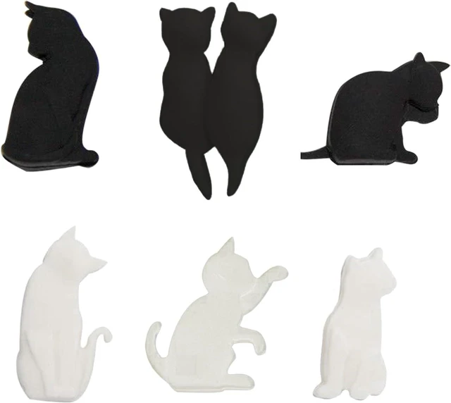 Main image of 6Pcs Black White Heat-resistant Silicone Tea Bag Clips Set Cartoon Cat-shaped Reusable Holders for Bags Drink Markers Food Tea Accessories