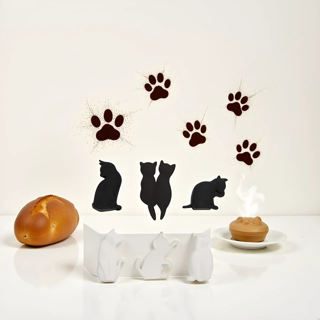 Alt view image 4 of 7 - 6Pcs Black and White Heat-Resistant Silicone Tea Bag Clips Cartoon Cat-Shaped Reusable Holders for Bags Drink Markers Food,Reusable and Easy to Clean,Tea Bag Coasters,Home and Kitchen,Tea Accessories