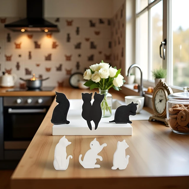 Alt view image 6 of 7 - 6Pcs Black and White Heat-Resistant Silicone Tea Bag Clips Cartoon Cat-Shaped Reusable Holders for Bags Drink Markers Food,Reusable and Easy to Clean,Tea Bag Coasters,Home and Kitchen,Tea Accessories