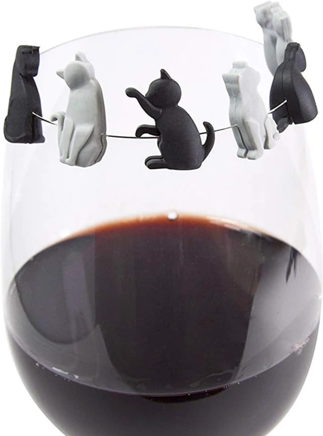 Alt view image 2 of 6 - 6Pcs Black White Heat-resistant Silicone Tea Bag Clips Set Cartoon Cat-shaped Reusable Holders for Bags Drink Markers Food Tea Accessories