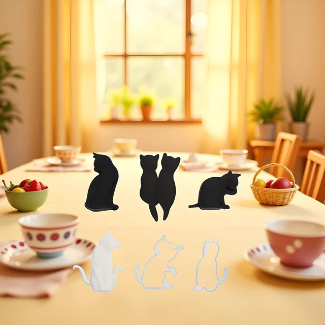 Alt view image 7 of 7 - 6Pcs Black and White Heat-Resistant Silicone Tea Bag Clips Cartoon Cat-Shaped Reusable Holders for Bags Drink Markers Food,Reusable and Easy to Clean,Tea Bag Coasters,Home and Kitchen,Tea Accessories