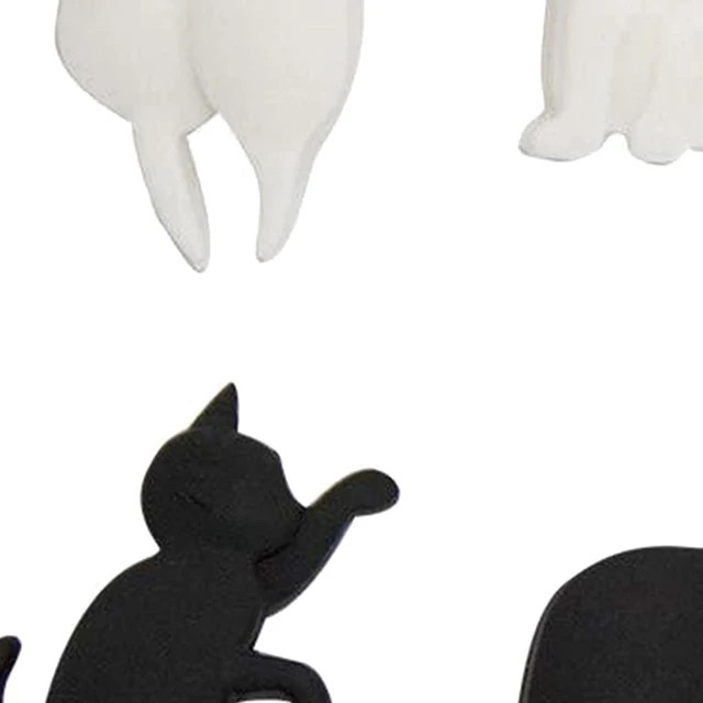 Alt view image 5 of 6 - 6Pcs Black White Heat-resistant Silicone Tea Bag Clips Set Cartoon Cat-shaped Reusable Holders for Bags Drink Markers Food Tea Accessories