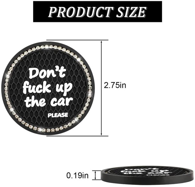 Alt view image 2 of 6 - 8sanlione 2 Pack 2.75 Inch Bling Car Cup Holder Coasters, Black/White | stretchy silicone, heat-resistant, waterproof wipe-clean care, fits matching cup holders, car interior accessories