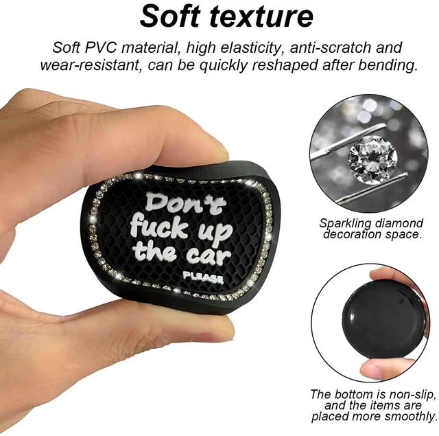 Alt view image 3 of 6 - 8sanlione 2 Pack 2.75 Inch Bling Car Cup Holder Coasters, Black/White | stretchy silicone, heat-resistant, waterproof wipe-clean care, fits matching cup holders, car interior accessories