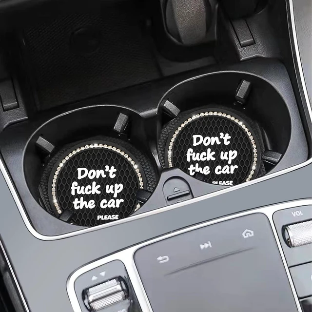 Alt view image 6 of 6 - 8sanlione 2 Pack 2.75 Inch Bling Car Cup Holder Coasters, Black/White | stretchy silicone, heat-resistant, waterproof wipe-clean care, fits matching cup holders, car interior accessories