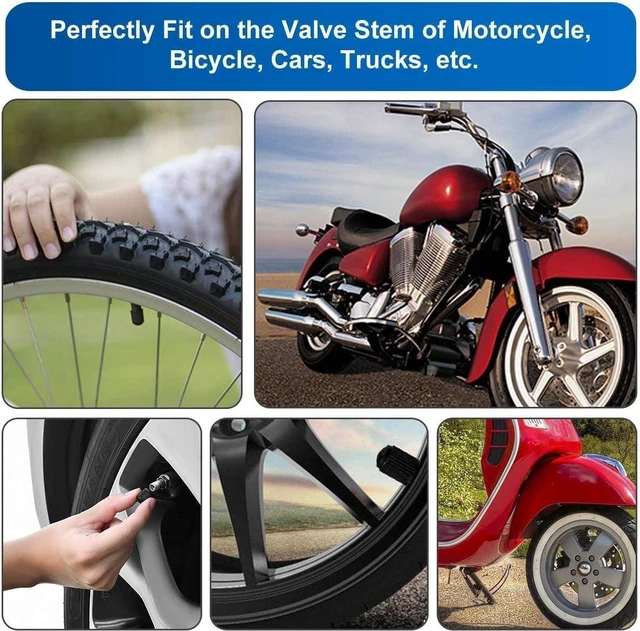 Alt view image 4 of 6 - Tire Valve Caps has a Sealing Ring Tire Valve Stem Caps for Bike,Bicycle,Car,Motorbike 16pcs Black