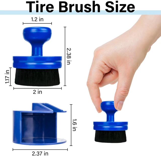 Alt view image 2 of 7 - Tire Shine Applicator Brush, Tire Shine Brushes, Tire Dressing Applicator | Tire Dressing Brush with Seal Cover, Tire Brush for Car Detailing, Tire Gel Applicator, High Density Detail Factory (Blue)