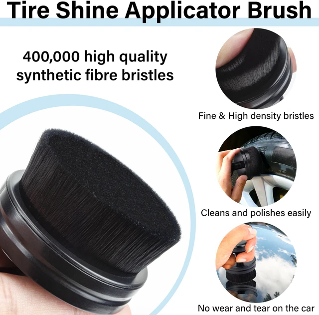 Alt view image 3 of 7 - Tire Shine Applicator Brush, Tire Shine Brushes, Tire Dressing Applicator | Tire Dressing Brush with Seal Cover, Tire Brush for Car Detailing, Tire Gel Applicator, High Density Detail Factory (Blue)