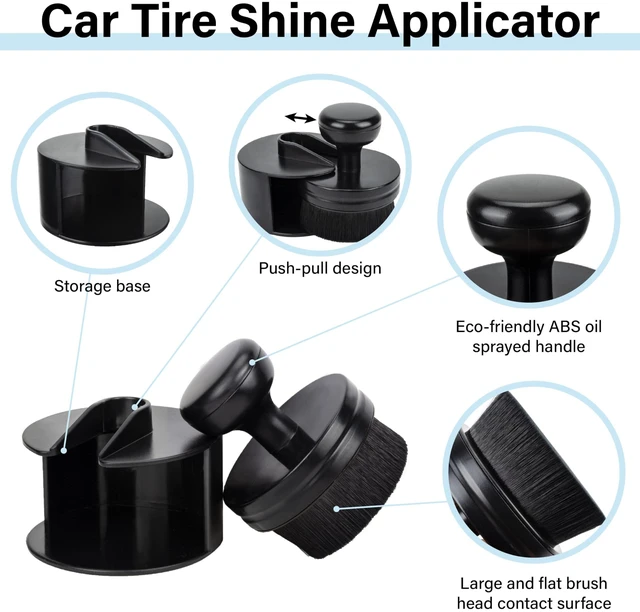 Alt view image 4 of 7 - Tire Shine Applicator Brush, Tire Shine Brushes, Tire Dressing Applicator | Tire Dressing Brush with Seal Cover, Tire Brush for Car Detailing, Tire Gel Applicator, High Density Detail Factory (Blue)