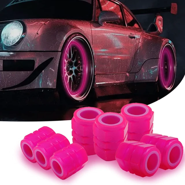 Main image of 8PCS Car Tire Valve Stem Caps, Universal Noctilucent Waterproof Car Wheel Tire Caps, Suitable for Air Valve Caps for Cars, Motorcycles, Bicycles (Pink)