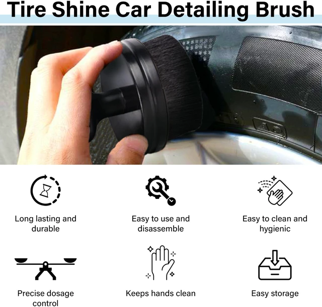Alt view image 5 of 7 - Tire Shine Applicator Brush, Tire Shine Brushes, Tire Dressing Applicator | Tire Dressing Brush with Seal Cover, Tire Brush for Car Detailing, Tire Gel Applicator, High Density Detail Factory (Blue)