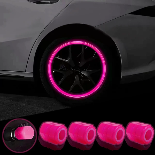 Alt view image 5 of 7 - 8PCS Car Tire Valve Stem Caps, Universal Noctilucent Waterproof Car Wheel Tire Caps, Suitable for Air Valve Caps for Cars, Motorcycles, Bicycles (Pink)