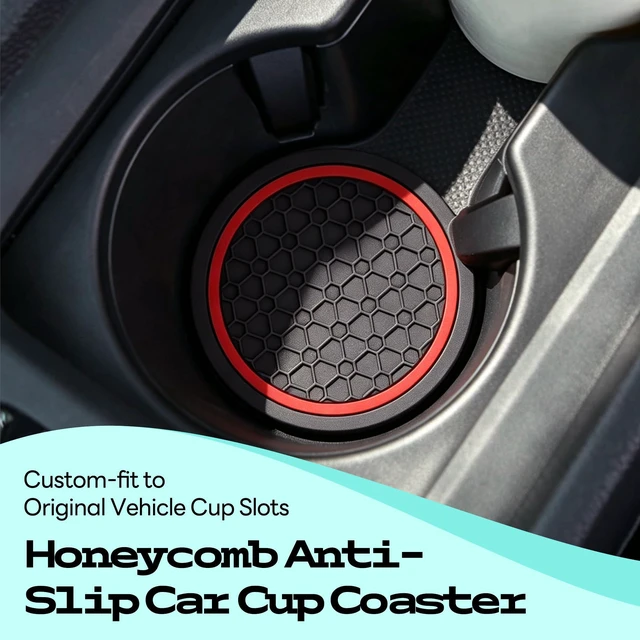 Alt view image 4 of 6 - JOKAOOH 4PCS Car Cup Holder Coasters, 2.75 Inch Non-Slip Insert Water Bottle Holder Pads,Dustproof Automotive Cars Interior Accessories, Universal Car Interior Accessories (Red)
