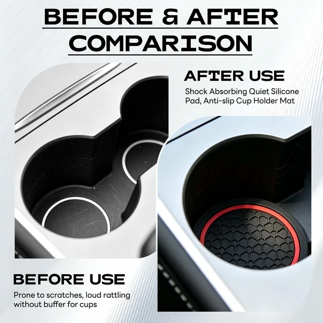 Alt view image 5 of 6 - JOKAOOH 4PCS Car Cup Holder Coasters, 2.75 Inch Non-Slip Insert Water Bottle Holder Pads,Dustproof Automotive Cars Interior Accessories, Universal Car Interior Accessories (Red)