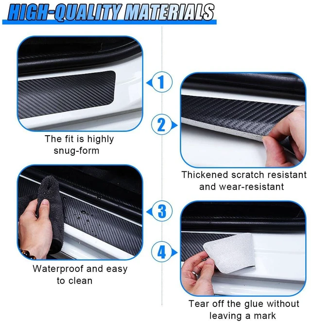 Alt view image 6 of 7 - GAOLAOSY Car Door Sill Protector, Self-Adhesive Auto Door Edge Guard, 4PCS | Anti-Scratch Carbon Fiber Car Door Threshold Protection Sticker, Waterproof Auto Interior Decoration Accessories
