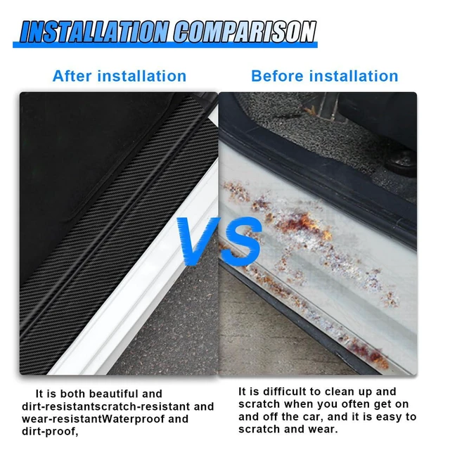 Alt view image 7 of 7 - GAOLAOSY Car Door Sill Protector, Self-Adhesive Auto Door Edge Guard, 4PCS | Anti-Scratch Carbon Fiber Car Door Threshold Protection Sticker, Waterproof Auto Interior Decoration Accessories