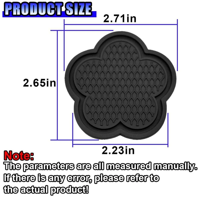Alt view image 2 of 6 - GAOLAOSY 4PCS Car Cup Holder Coasters, Cute Flower Shaped Auto Cup Holder Insert Mat Decoration, Universal Anti-Slip Car Interior Beverage Coaster Accessories Sets for Women Men (Black)