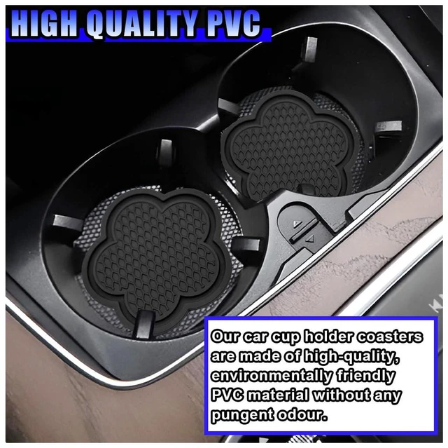 Alt view image 3 of 6 - GAOLAOSY 4PCS Car Cup Holder Coasters, Cute Flower Shaped Auto Cup Holder Insert Mat Decoration, Universal Anti-Slip Car Interior Beverage Coaster Accessories Sets for Women Men (Black)