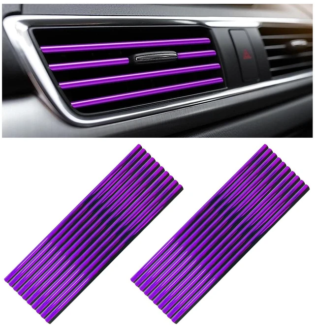 Main image of Kewucn 20 PCS Car Air Conditioner Vent Decorative Strip, Waterproof Bendable Auto Air Vent Decoration, Universal Vehicle Interior Accessories Suitable for Straight Air Vents (Purple)