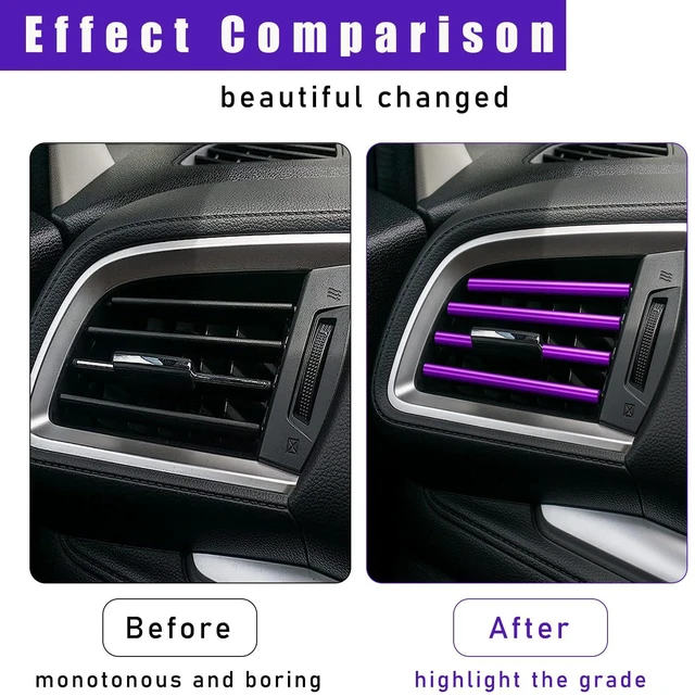Alt view image 5 of 6 - Kewucn 20 PCS Car Air Conditioner Vent Decorative Strip, Waterproof Bendable Auto Air Vent Decoration, Universal Vehicle Interior Accessories Suitable for Straight Air Vents (Purple)