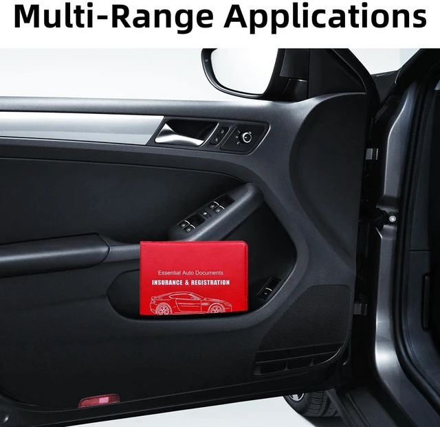 Alt view image 5 of 6 - Ziciner Car Registration Insurance Holder, 2Pack Essential Auto Card Document Glove Box Organizer with Touch Fastener, Vehicle Interior Accessories Perfect for Most Car, Truck, SUV (Red/Big Car)