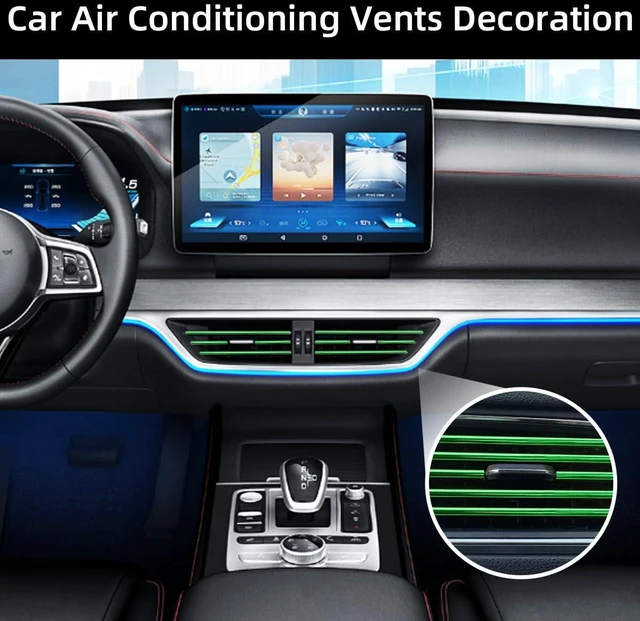 Alt view image 4 of 6 - Ziciner 20 Pcs Car Air Conditioner Decoration Strip, Waterproof Bendable Auto Air Vent Outlet Shiny Trim, Universal Vehicle Interior Accessories Suitable for Most Air Vent Outlet (Green)
