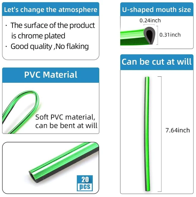 Alt view image 2 of 6 - Ziciner 20 Pcs Car Air Conditioner Decoration Strip, Waterproof Bendable Auto Air Vent Outlet Shiny Trim, Universal Vehicle Interior Accessories Suitable for Most Air Vent Outlet (Green)